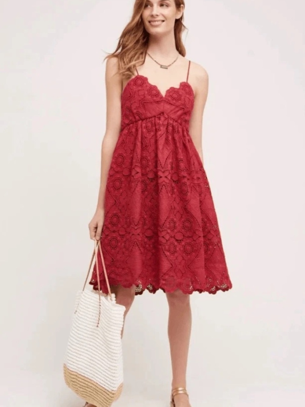 Maeve Anthropologie Wine Spaghetti-Strap Homecoming Wedding Guest Dress Size 2